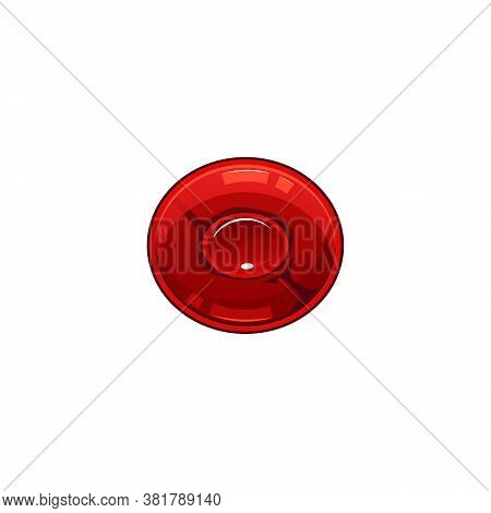 Oval Red Rubin Or Crystal Gemstone Icon, Cartoon Vector Illustration Isolated.