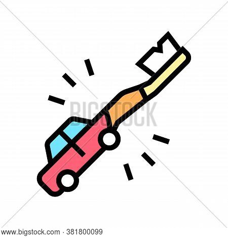 Teethbrush Car Shape Color Icon Vector. Teethbrush Car Shape Sign. Isolated Symbol Illustration