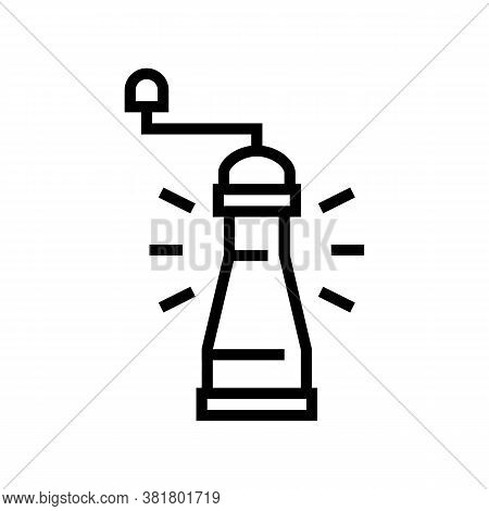 Pepper Mill Line Icon Vector. Pepper Mill Sign. Isolated Contour Symbol Black Illustration