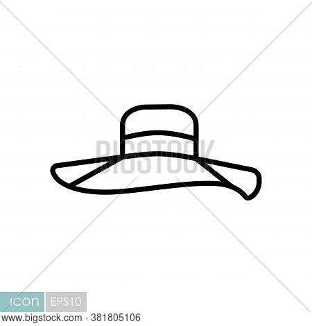 Woman Summer Hat Vector Icon. Girl Beach Sunhat. Summer Sign. Graph Symbol For Travel And Tourism We