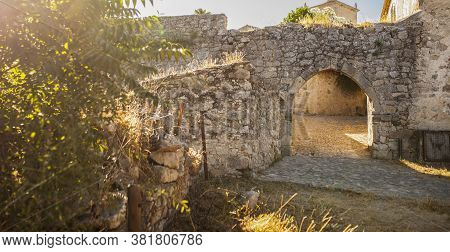 Coria Gate Medieval Archway. It Was Used To Give Access To Medieval Citadel Of Trujillo, Spain