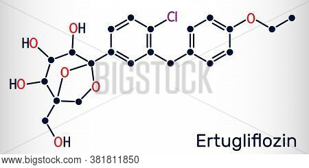 Ertugliflozin Molecule. It Is A Drug For The Treatment Of Diabetes. Skeletal Chemical Formula. Vecto