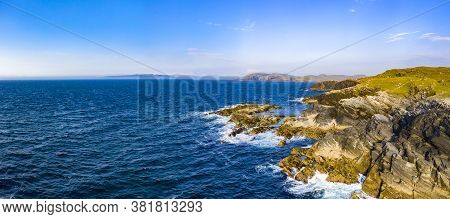 Aerial View Of The Coastline At Daros In County Donegal - Ireland.