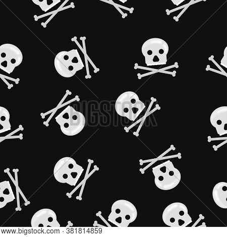 Vector Seamless With Bones And Skulls On Black Bacround