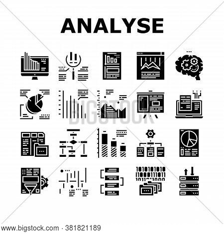 Analyze Infographic Collection Icons Set Vector. Analyze And Research Market Diagram, Binary Code An