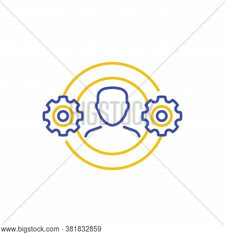 Hrm, Human Resource Management, Vector Line Icon, Eps 10 File, Easy To Edit