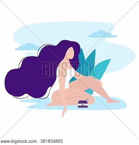 Depilation, Hair Removal Methods, Epilation. Spa, Body And Skin Care Concept. Girl With Long Dark Ha