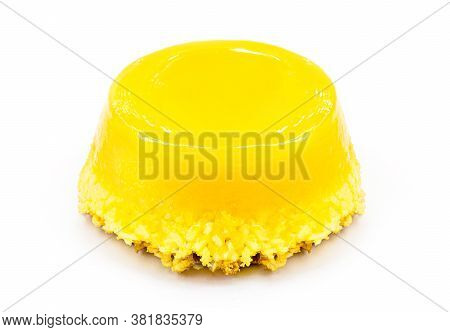 Egg Yolk Candy, Called Quindim In Brazil, And Portugal In Brisa-do-lis. Isolated White Background