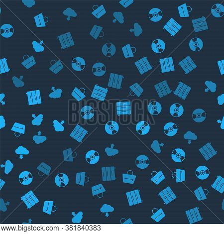 Set Handbag, Cd Or Dvd Disk, Furniture Nightstand And Cloud Download On Seamless Pattern. Vector