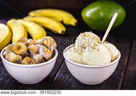 Nicecream - Frozen Banana Ice Cream. Banana Cream Served As Vegan Ice Cream.