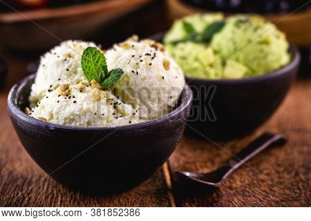 Nicecream - Frozen Banana Ice Cream. Banana Cream Served As Vegan Ice Cream.