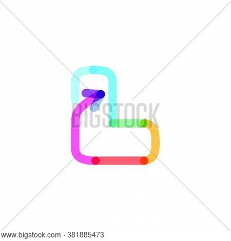 L Letter Line Logo Made Of A Rainbow Arrow. This Font Is Perfect For A Multimedia Company Advertisin