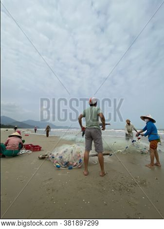 Hue, Quang Nam Province, Vietnam - January, 20, 2020: People\\\'s Daily Life At The Fishing Village 