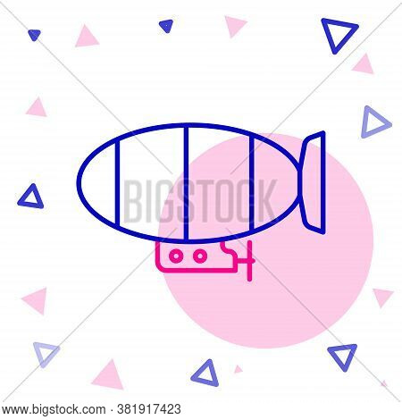 Line Airship Icon Isolated On White Background. Colorful Outline Concept. Vector Illustration