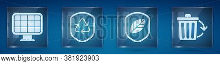 Set Solar Energy Panel, Recycle Symbol Inside Shield, Shield With Leaf And Recycle Bin With Recycle.