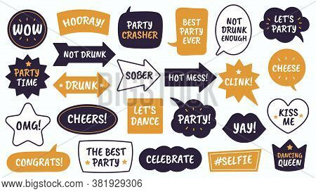 Party Props. Black And Yellow Bubbles With Funny Quotes, Photo Booth Props For Masquerade, Christmas