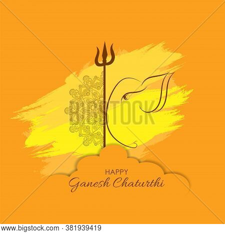 Vector Illustration Of Lord Ganpati Abstract Background For Ganesh Chaturthi Festival Of India.