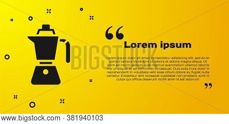 Black Coffee Maker Moca Pot Icon Isolated On Yellow Background. Vector
