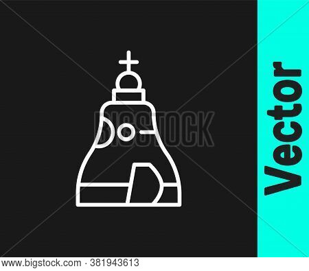 White Line The Tsar Bell In Moscow Monument Icon Isolated On Black Background. Vector