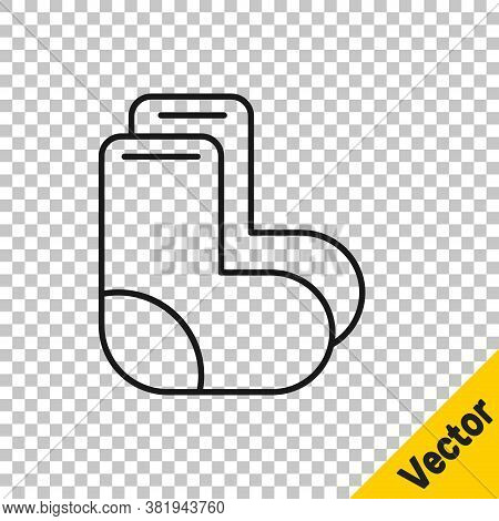 Black Line Valenki Icon Isolated On Transparent Background. National Russian Winter Footwear. Tradit