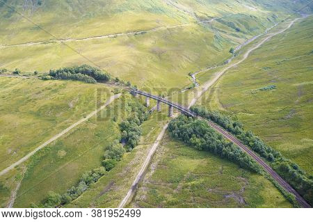 Train Viaduct Railway Bridge At Tyndrum Aerial View