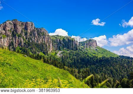 Beautiful Green Mountain Landscape With Trees In Lago-naki