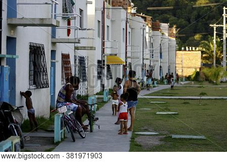 Salvador, Bahia, / Brazil - September 30, 2014: People Are Seen Near Housing Units Built By The Gove