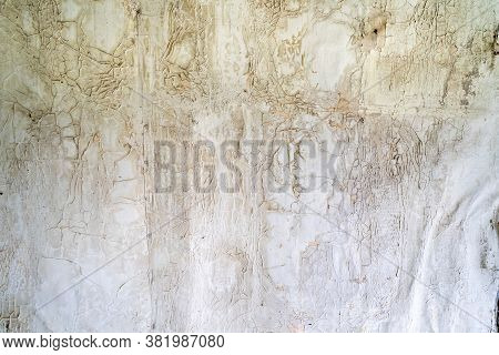Abstract View Of Cracked, Peeling, Destroyed Paint On Walls, Useful For Backgrounds