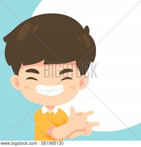 Cute Boy Pointing Pose