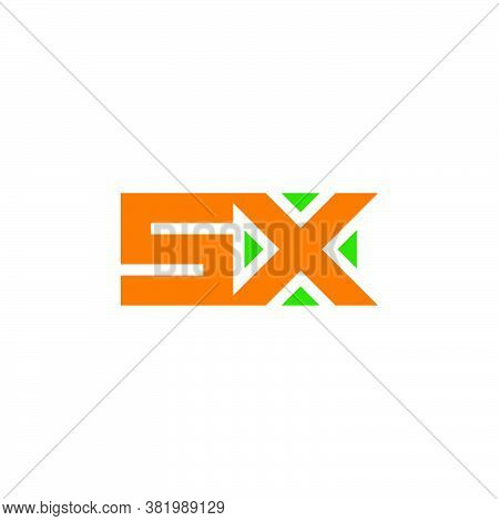 Letter Sx Square Geometric Focus Arrows Symbol Logo Vector