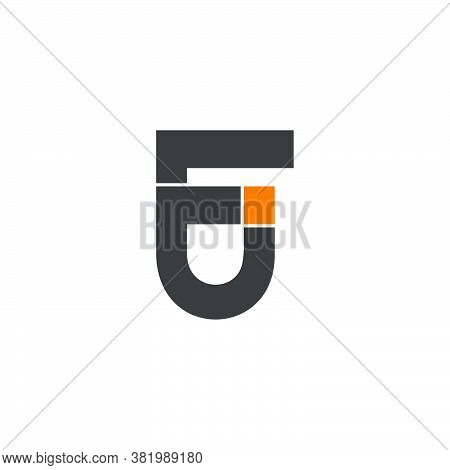 Letter Fj Simple Geometric Line Colors Logo Vector