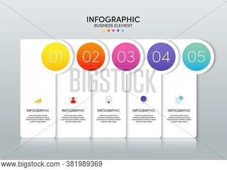 Modern Infographic Business Template And Data Visualization With 5 Options. Design Element Can Be Us