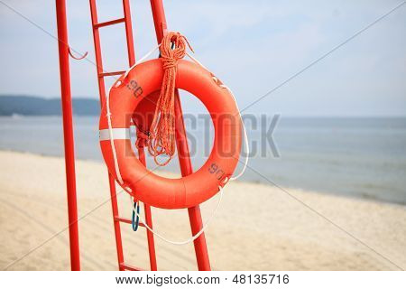 Lifeguard Beach Rescue Equipment Orange Lifebuoy