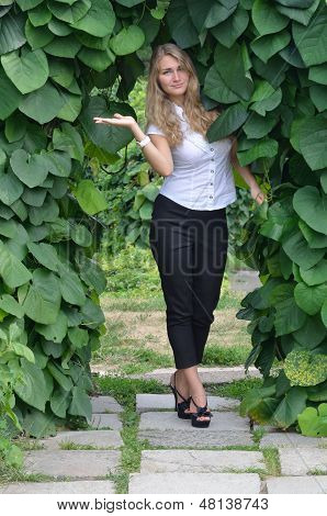 Blond girl posing