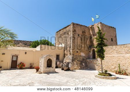 Monastery (friary) In Messara Valley At Crete Island In Greece. Messara - Is The Largest Plain In Cr