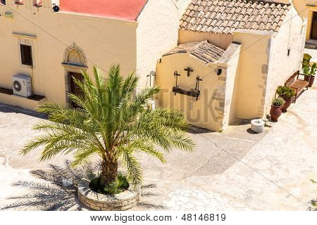 Monastery (friary) In Messara Valley At Crete Island In Greece. Messara - Is The Largest Plain In Cr
