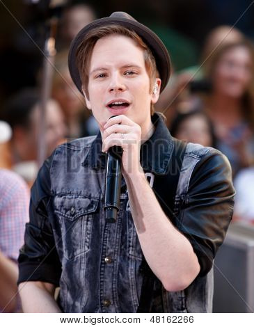 NEW YORK-JULY 19: Patrick Stump of Fall Out Boy performs on NBC's Today Show at Rockefeller Plaza on July 19, 2013 in New York City. 