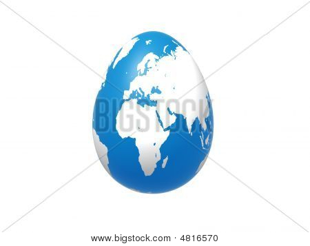 Monde de l'oeuf en bleu - Europe, Afrique, Asie