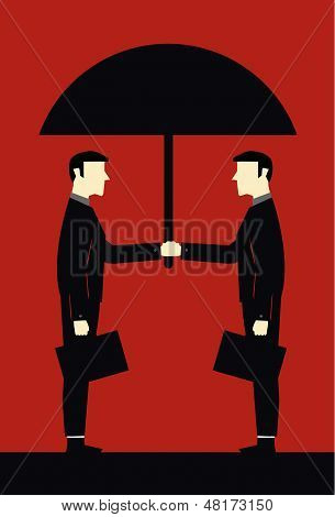 Businessman Umbrella Cooperation Protection