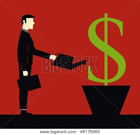 Businessman Investation Watering