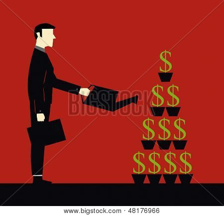 Businessman Investation Watering