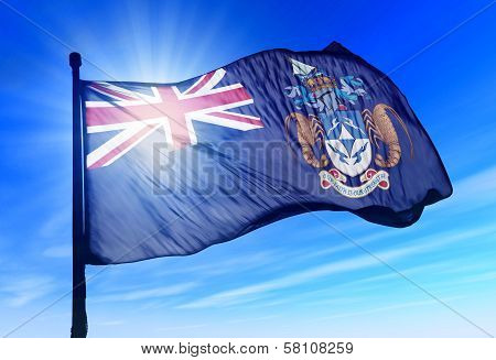 Tristan da Cunha flag waving on the wind