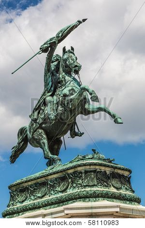 Horse And Rider Statue Of Archduke Karl In Vienna At The Heldenplatz