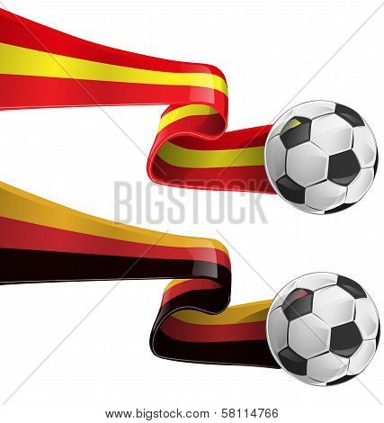 Spain And Germany Flag With Soccer Ball