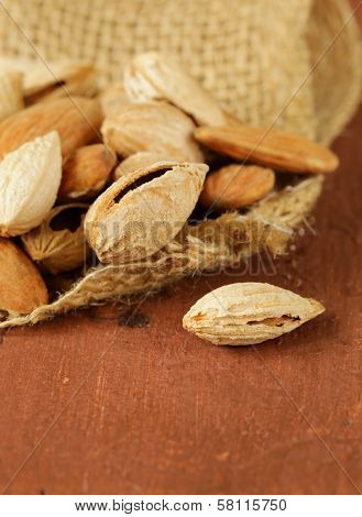 pile of peeled and inshell almonds - delicious and healthy nuts