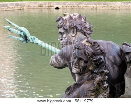 A Close Up Of Neptune At Versailles's Neptune Fountain
