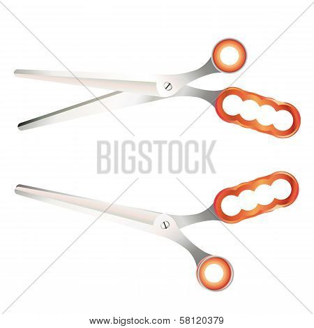 Set Of Opened And Closed Big Scissors For Sewing