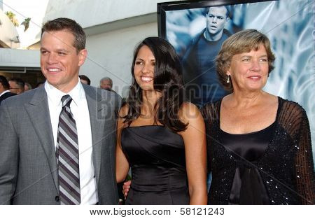Matt Damon with wife Luciana and mother Nancy at the world premiere of 