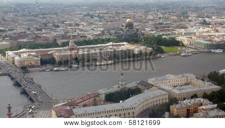 Top View Of Large City In Northern Europe, Aerial Photography.