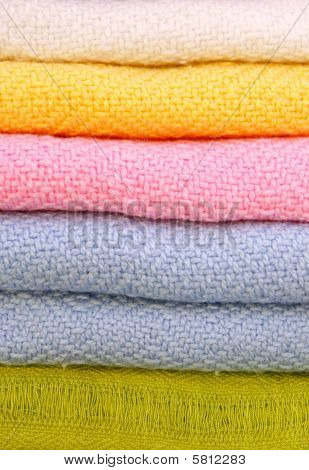 Pile Of Gentle Folded Shawls (scarfs)